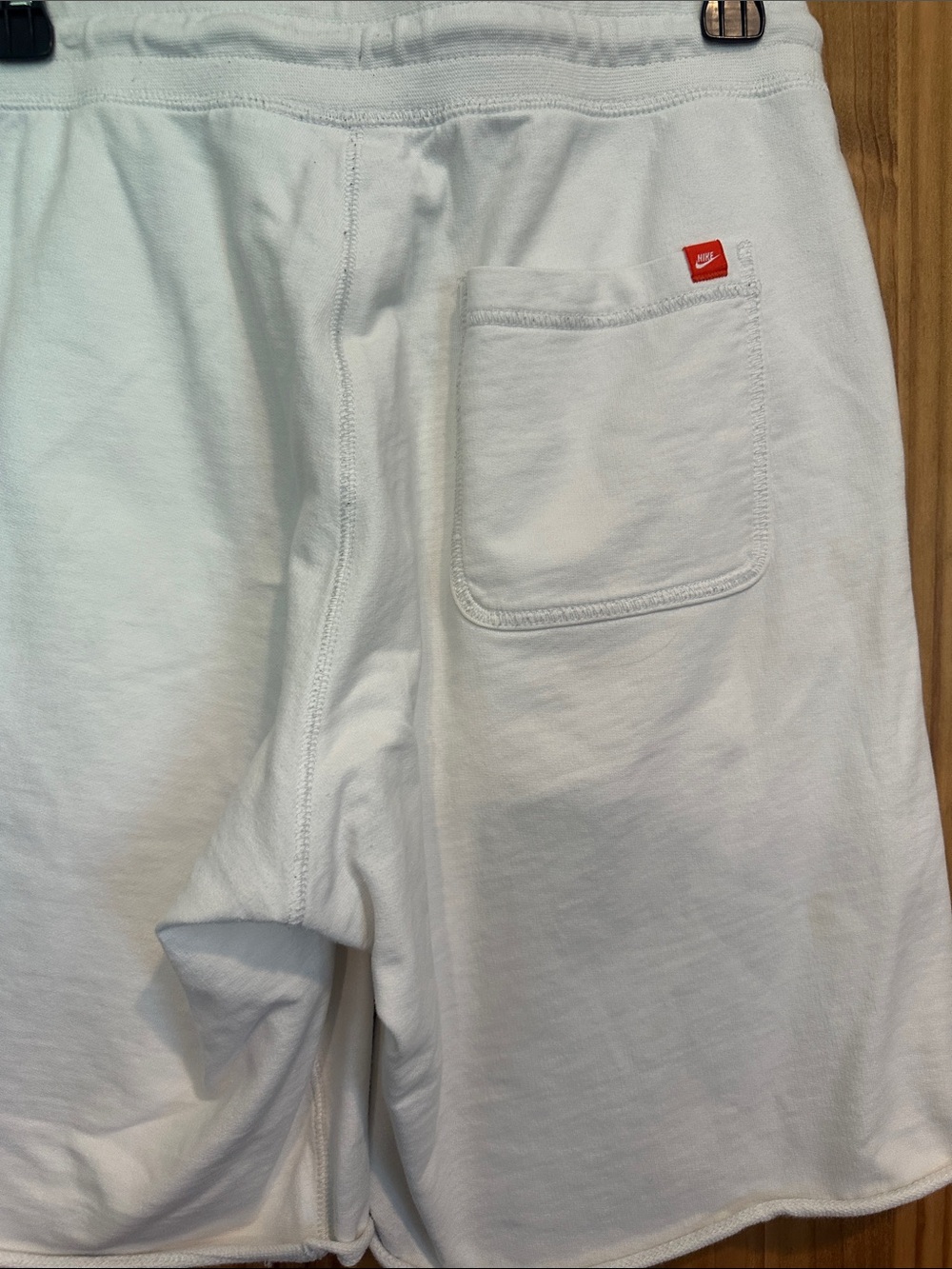 Nike White Athletic Shorts with Black Logo - Picture 9 of 14